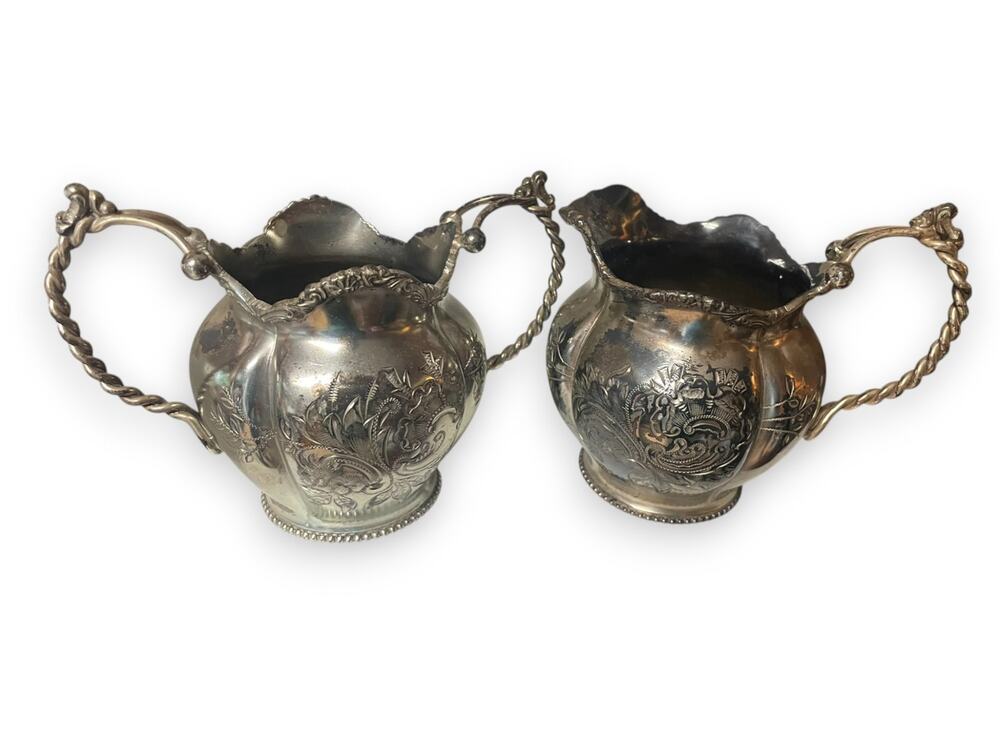 Vintage | Antique | Rogers & Bros. 'Exquisite' open sugar & creamer set EUC